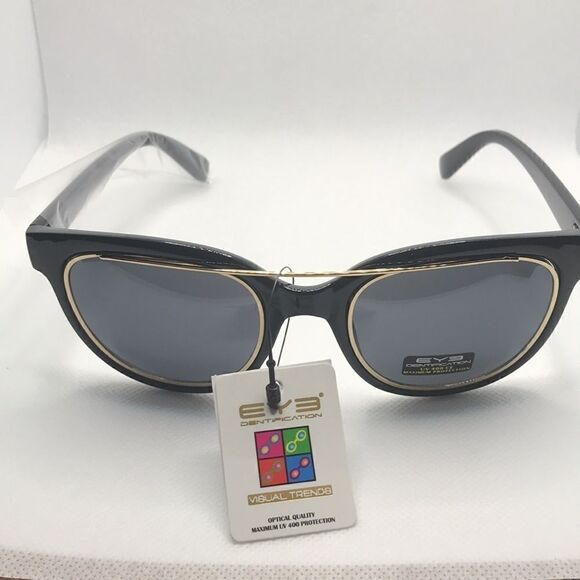 Eyedentification Brow Bar Black Frame Dark Lens Sunglasses - Picture 2 of 3